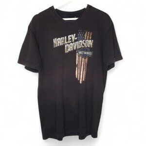 Harley Davidson Distressed Hanging American Flag Shirt Men's Motorcycle Riding L
